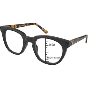 ProEyes Magnitude,Blue Light Blocking Glasses/Multifocal Vintage Readers, Anti-Reflective Resin Lens, 0 Power on Top Lens (Black, 1.00 x)