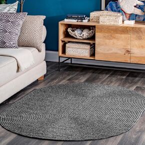 nuLOOM Wynn Braided Indoor/Outdoor Accent Rug, 3' x 5', Charcoal, Oval