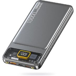 10000mAh Power Bank,Slim Portable Charger,Travel Battery Pack, Support PD 22.5W 5V/3A USB-C Output, with Emergency Lighting, Compatible iPhone and Android Phones and Most Electronic Devices,Space Grey