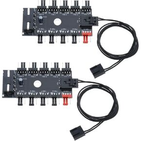 The Lord of the Tools 2Pcs 4 Pin IDE Molex 10 Port Cooling Fan Splitter Hub 4 Pin PWM Cable PC Chassis Fan Hub Electrical Accessories 75x48mm/ 2.95x1.89in