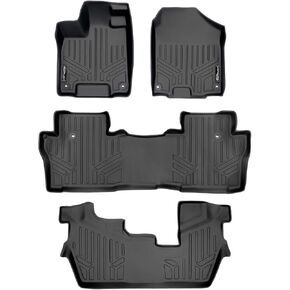 MAXLINER Custom Fit Floor Mats 3 Row Liner Set Black for 2016-2021 Honda Pilot 8 Passenger Model (No Elite Models)