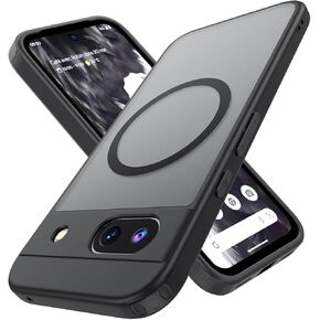 Magnetic Cover for Google Pixel 8A 5G Case with MagSafe，Anti-Yellowing Matte Slim Phone Case for Pixel 8a 5g Cover，Frosted Texture, Clear Black