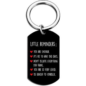 Inspirational Gifts Key Chain - You Are Enough Keychain, Little Reminders Keychain, Inspirational Gifts for Women Men, Mental Health Gifts (Black)
