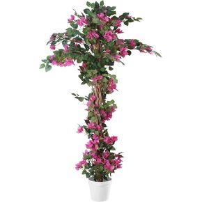 lesolar 5 Feet Artificial Bougainvillea Tree with Blooming Flower & Leaves Large Fake Green Plant with Plastic Pot Artificial Tree Decoration for Home Office Garden Indoor Outdoor