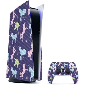 MightySkins Carbon Fiber Gaming Skin for PS5 / Playstation 5 Bundle - Bright and Happy | Durable Textured Carbon Fiber Finish | Easy to Apply | Made in The USA