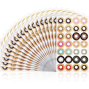 Leinuosen 1000-Piece Hole Reinforcement Stickers - Assorted Donut Designs, 0.25 Inch Binder Hole Reinforcements for School, Office, Home