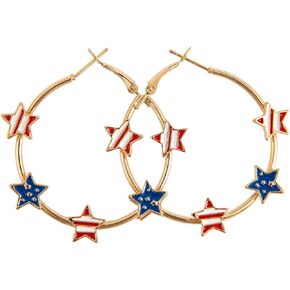 American Flag Earrings for Women 4th of July Hoop Earrings Independence Day Patriotic Earrings Red White and Blue Star Hoop Earrings Fourth of July Independence Day Jewelry Gifts