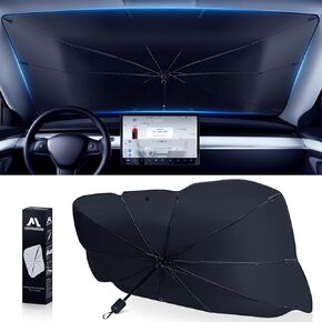 Windshield Sun Shade Umbrella, Car Windshield Sun Shade Foldable Cover Visor UV Ray Reflector, Car Sun Shade Windshield for Auto Trucks SUV Keeps Vehicle Cool Heat Insulation Protection(Black-Medium)