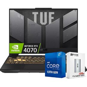 كمبيوتر محمول للألعاب ASUS 2024 TUF RTX 4070، شاشة 15.6 بوصة 144 هرتز FHD، الجيل الثالث عشر Intel 10-Core i7-13620H، ذاكرة وصول عشوائي DDR5 سعة 64 جيجابايت، 2 تيرابايت PCIe 4.0 SSD، لوحة مفاتيح بإضاءة خلفية RGB، Thunderblot 4، Win11 PRO، مع SSD محمول