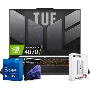 ASUS 2024 TUF RTX 4070 Gaming Laptop, 15.6" 144Hz FHD, 13th Generation Intel 10-Core i7-13620H, 32GB DDR5 RAM, 1TB PCIe 4.0 SSD, RGB Backlit Keyboard, Thunderblot 4, Win11 Home, W/Portable SSD