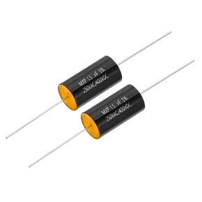 PATIKIL 1.5uF 250AC/400DC V CBB20 Capacitor, 2 Pcs Axial Audio Speaker Crossover Step-Less Film Capacitor MKP Capacitor for Audio Equipment Appliances, Black