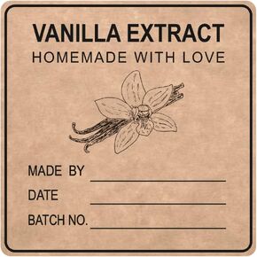 2x2 inch 300 PCS Vanilla Extract Labels Homemade Vanilla Stickers for Handcrafted Vanilla Bottles, Kitchen Pantry, Jar