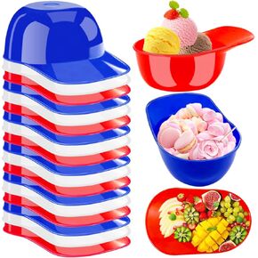24 Pack Plastic Baseball Helmet Bowl,Mini Ice Cream Dessert Baseball Cap Bowls,Party Snack Cups for Birthday Party Supplies(Red Blue and White)