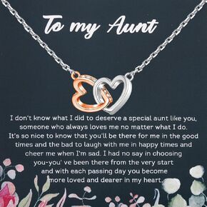 PLITI Aunt Gift From Nephew Niece Aunt Appreciation Gift BAE Auntie to be gift To My Aunt Interlocking Heart Pendant Necklace