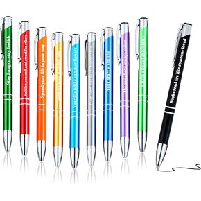 10 Pcs Inspirational Ballpoint Pens,Motivational Black Ink Pens,Positive Sayings Pens,Refillable Pens,0.5mm Smooth Writing Pens with Gift Box for Home,School and Office.