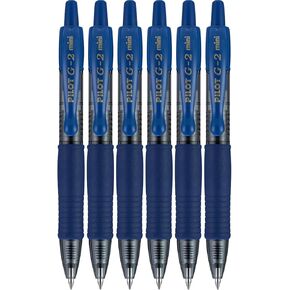 Pilot G2 Mini Premium Rolling Ball Gel Pens, Fine Point, 0.7 mm, Retractable, Refillable, Blue, 6 Count