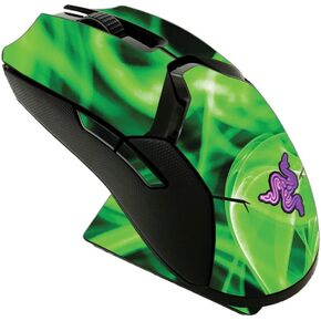 MightySkins Skin Compatible with Razer Viper Ultimate - Green Flames | Protective, Durable, and Unique Vinyl Decal wrap Cover | Easy to Apply, Remove, and Change Styles | Made in The USA