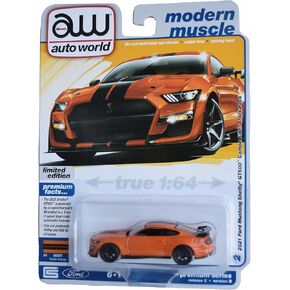 Johnny Lightning Auto World 2021 Ford Mustang Shelby GT500 Carbon Fiber Track Pack, Modern Muscle [Twister Orange]