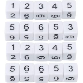 Six Sided Dice with Numbers, 20PCS/SET, 16mm, Plastic Multifunction Dice Cube for Board Game Toy Bar Home