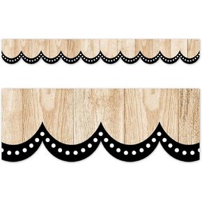 CTP Core Decor Dotted Scallops on Wood EZ Border, Bulletin Board Border Top Classroom Decorating Accents (Creative Teaching Press 10980)