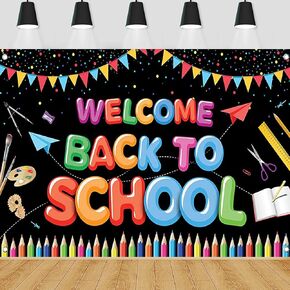 Welcome Back To School Banner Back To School Party Supply Back To School Backdrop for Kids First Day of School Photo Backdrop Kindergarten Classroom Supplies 72x44 Inch