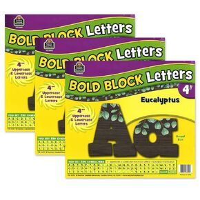Teacher Created Resources Eucalyptus 4" Bold Block Letters Combo Pack, 230 Per Pack, 3 Packs