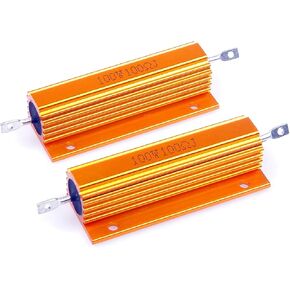 LM YN 100 Watt 100 Ohm 5% Wirewound Resistor Electronic Aluminium Shell Resistors Gold (Pack of 2)