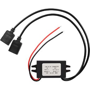 MEIRIYFA 12V to 5V USB Converter DC 12V to Dual 5V 3A USB Buck Converter Module Step Down Converter Reduced Voltage Regulator Module Car Power Adapter