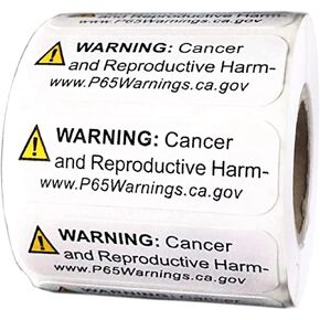 California Proposition 65 Warning Labels 500/Roll - California Cancer and Reproductive Harm Sign Labels - 1/2 X 3/2 Inch CA Notice Stickers for Cancer and Birth Defects (Yellow, 1/2 X 3/2 Inch)