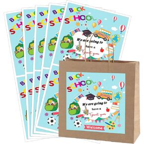4 inch Welcome Back to School Stickers Happiness Back to School Labels 80pcs First Day of School Present Tags for Party Favors Supplies Package Classroom DIY Decorations