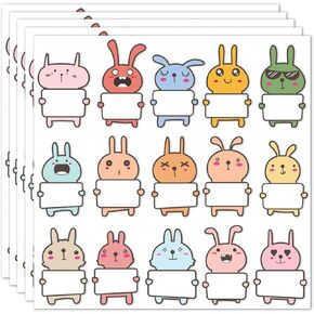 75 Pcs Name Tags Name Tags Stickers Cartoon Cute Rabbit Blank Labels Writable Stickers for Kids