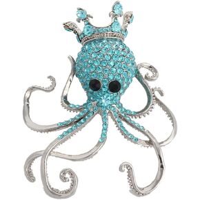 EVER FAITH Women's Austrian Crystal Lovely Octopus Animal Brooch