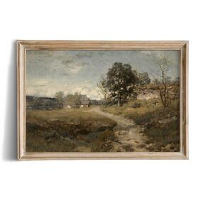 Rustic Farmhouse Wall Art Decor - 24x36 Large Unframed Rolled Canvas - Landscape Forest Pictures Bedroom - Rustic Vintage Decor Bedroom - Antique French Poster - Neutral Country Abstract Oil Painting