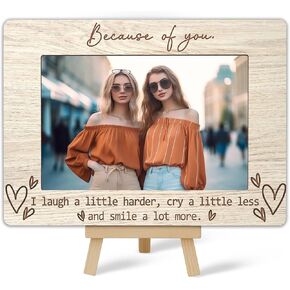 Picture Frames 4x6, Thank You Birthday Gifts Wooden Picture Frame Desk Table Decor, Friendship Sentimental Gifts for Best Friend Bestie Sister (A01)