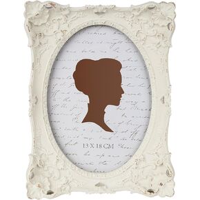 إطار صورة عتيق مقاس 5x7 بوصة من AELS، إطارات صور عتيقة أنيقة مع واجهة زجاجية، عرض للصور، تعليق على الحائط على سطح الطاولة، أفكار للهدايا، أبيض فاتح in Kuwait