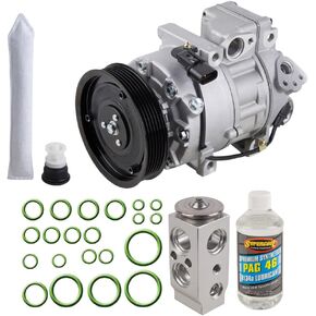 AC Compressor & A/C Kit For Kia Sorento V6 2012 2013 2014 2015 w/Rear AC - Includes Drier, Expansion Valve, Oil & Seals - BuyAutoParts 60-85888RK New