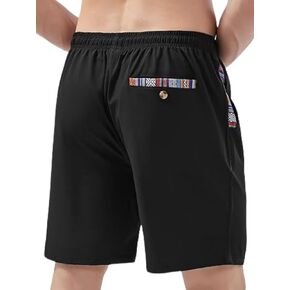 Men's Casual Shorts Drawstring Summer Quick Dry Beach Stretch Waist Golf Athletic Gym Short Black