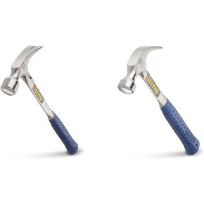 Estwing E3‐22S 22 oz Straight Claw Hammer with Smooth Face & Shock Reduction Grip, Silver