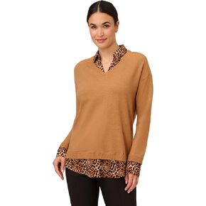 Adrianna Papell Women's Printed Woven Collar Twofer