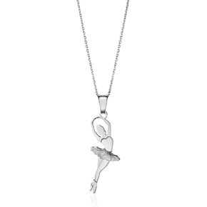 UNICORNJ Sterling Silver Ballet Dancer Pendant Necklace for Girls on Cable Chain 16"