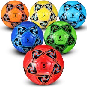 Deekin 6 Pcs Soccer Ball Bulk with Pump Size 3 4 5 Indoor Outdoor Machine Stitched Sport Soccer for Outside Game Training Gift for Kids Adult Teens Football