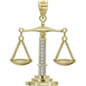 قلادة العدالة من الذهب الأصفر أو الأبيض أو الوردي عيار 14 قيراط مرصعة بالألماس (لون G-H، وضوح SI1-SI2) - اختيار المعدن
