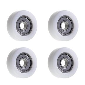 Bettomshin 608Z Bearing Pulley Flat Wheel, 8mm ID 32mm OD 12mm Thickness, Plastic Nylon Roller Idler Bearing Pulley Sliding Conveyor Wheel for Furniture Hardware Accessories Mobile Door White 4Pcs