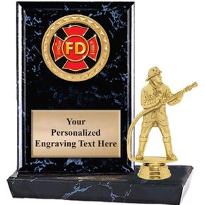 Crown Awards 6"X6" Firefighter Male Plaque Award, Fire Department Trophy with Custom Engraving, Prime