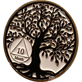 RecoveryChip 10 Month AA Medallion Tree of Life Serenity Prayer Medallion Coin