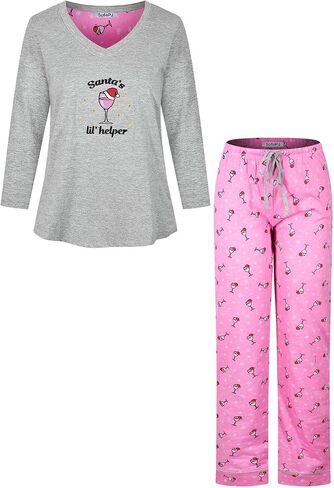 Women's Pajama Party Drawstring Waist Printed Short Sleeve Soft Cotton Sleepwear Capri Set in Saudi Arabia