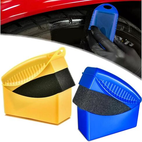 2PCS Tire Shine Applicator,Tire Dressing Applicator,Tire Shine Sponge Pad, Reusable Tire Shine brush Applicator with Ergonomic Rectangular Box Detailing Wheel Cleaner Car Tire Brush, Car detailing kit in Saudi Arabia