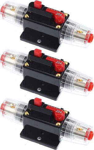 Car Reset Circuit Breaker 20A DC 12-48V Circuit Breaker Fuse Holder for Car Audio Marine Boat Stereo Switch Inverter (Pack of 3) in Saudi Arabia