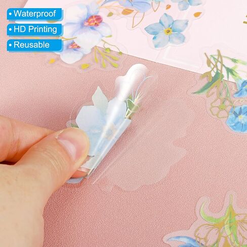 PATIKIL 80 Pcs Dried Flower Stickers, 2 Sets Pressed Floral Sticker for Crafts Scrapbooking Journal Laptop, Blue in Saudi Arabia
