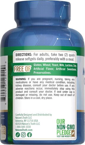 Nature's Truth Magnesium Glycinate Softgels | 250mg | 60 Pills | High Absorption | Non-GMO & Gluten Free Supplement in Saudi Arabia